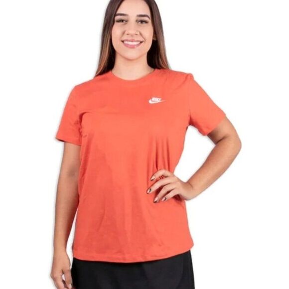 Nike Womens Dri-FIT Tee L Orange Athletic Sporty Sportswear Loose Workout - Picture 1 of 6
